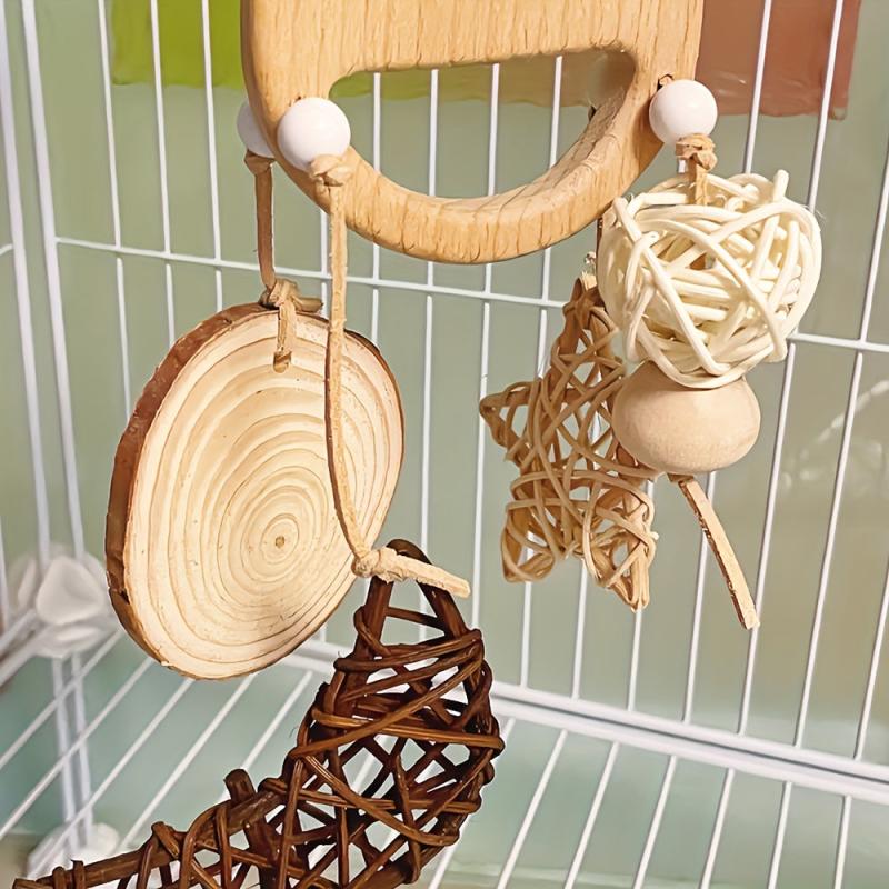 Wooden Colorful Parrot Chewing Toys Molar Interactive Toys