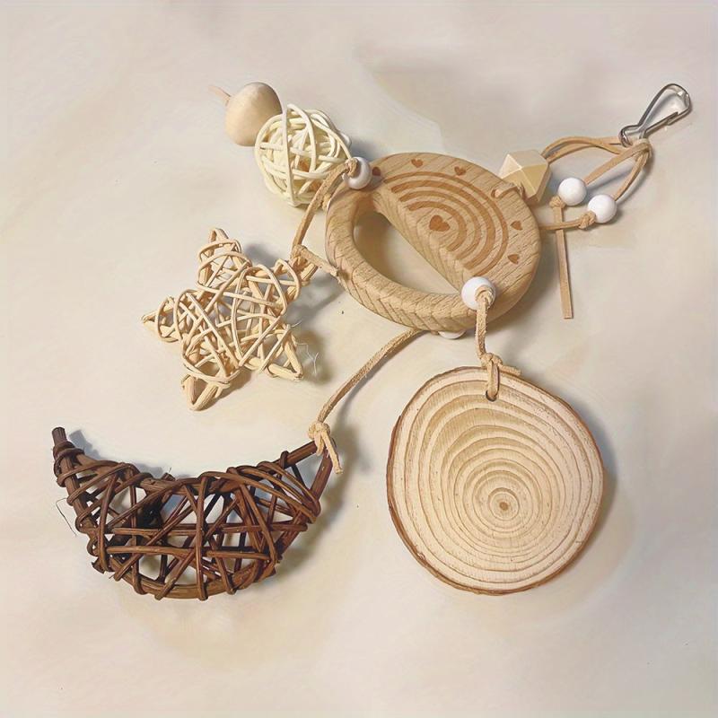 Wooden Colorful Parrot Chewing Toys Molar Interactive Toys