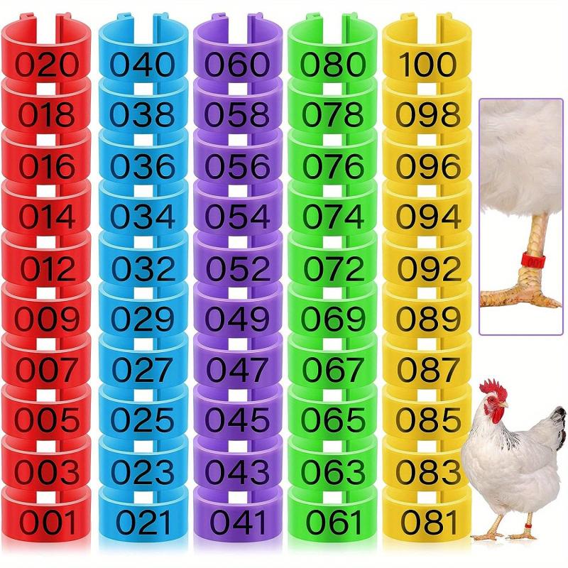 100pcs Colorful Poultry Leg Bands 16 Mm Clip on Chicken Ankle