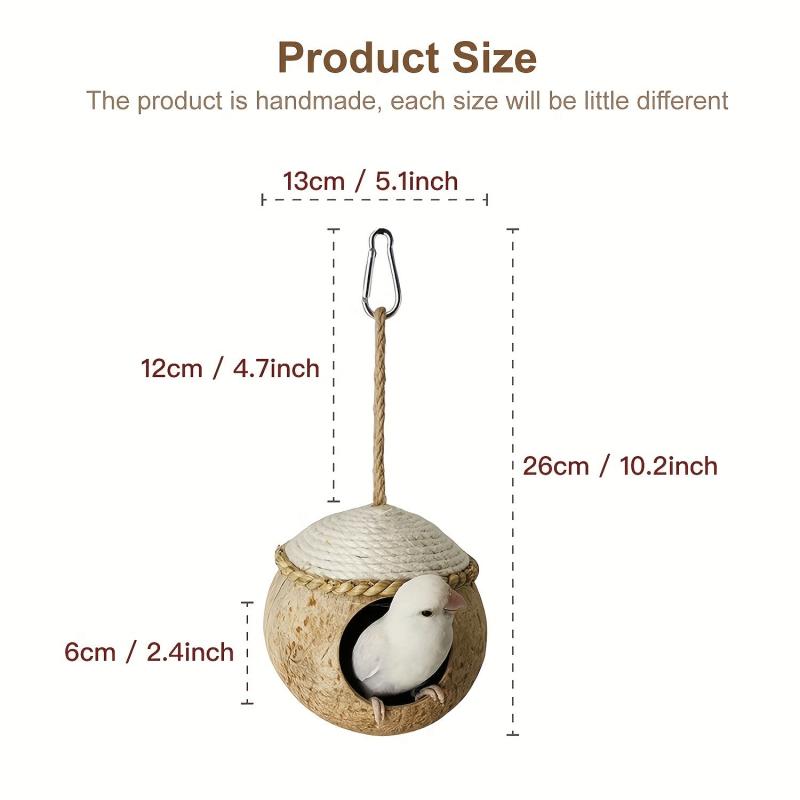 Coconut Woven Straw Bird House Natural Coconut Bird Cage With Woven Cover