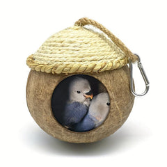 Coconut Woven Straw Bird House Natural Coconut Bird Cage With Woven Cover