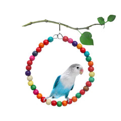 Wooden Beads Bird Swing Toy Hanging Hammock For Parrot Pet