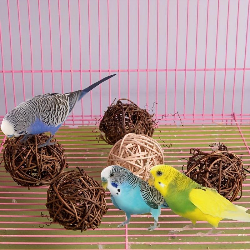 5pc Parrot Toy Set Keep Bird Busy Rattan Ball Chew Toys