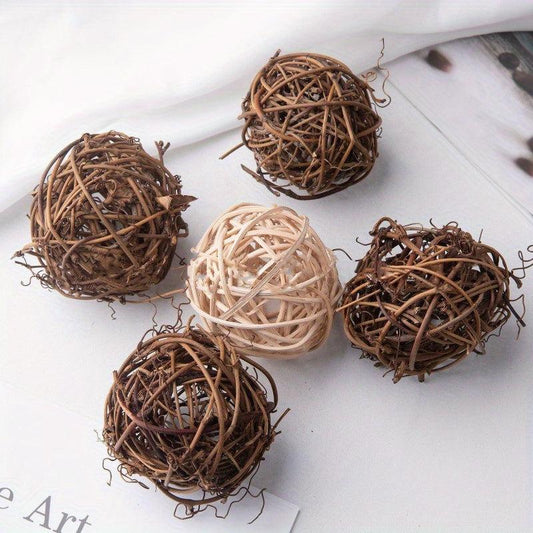 5pc Parrot Toy Set Keep Bird Busy Rattan Ball Chew Toys