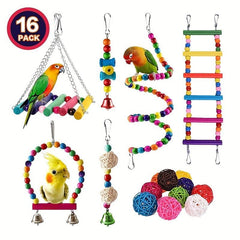 16pcs Interactive Bird Foraging Toys for Parakeets and Parrots