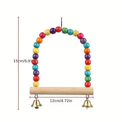 Wooden Bird Swing Beads Parrot Toy for Small Parakeets Budgies Cockatiels