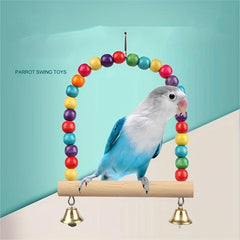 Wooden Bird Swing Beads Parrot Toy for Small Parakeets Budgies Cockatiels