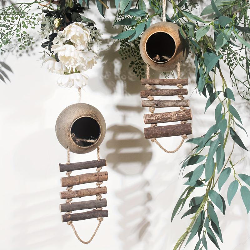 Coconut Hideaway Ladder Toy for Hamster Bird Cage