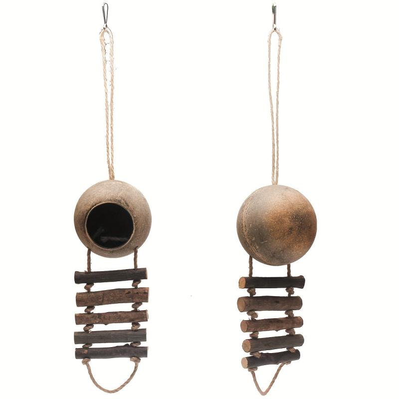 Coconut Hideaway Ladder Toy for Hamster Bird Cage