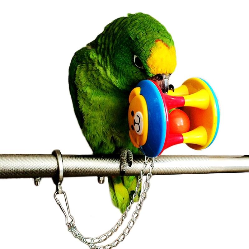 Vibrant Parrot Toy With Bell For Cage Swing Play