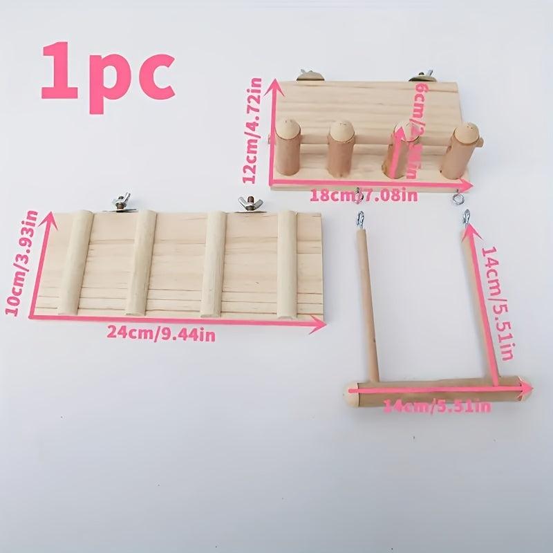 Wooden Parrot Pedal Bird Habitat Platform with Ladder