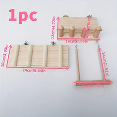 Wooden Parrot Pedal Bird Habitat Platform with Ladder