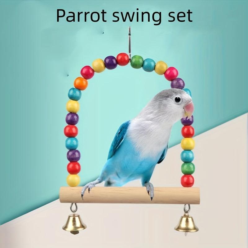 Interactive Parrot Swing Toy Bead String Fun Bird Cage Decoration