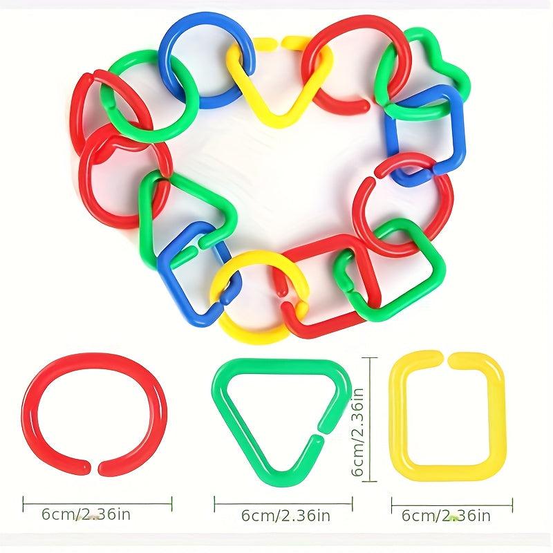 Colorful Geometric Chain Buckles Parrot Chewing Toys Bird Cage Accessories