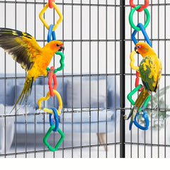 Colorful Geometric Chain Buckles Parrot Chewing Toys Bird Cage Accessories