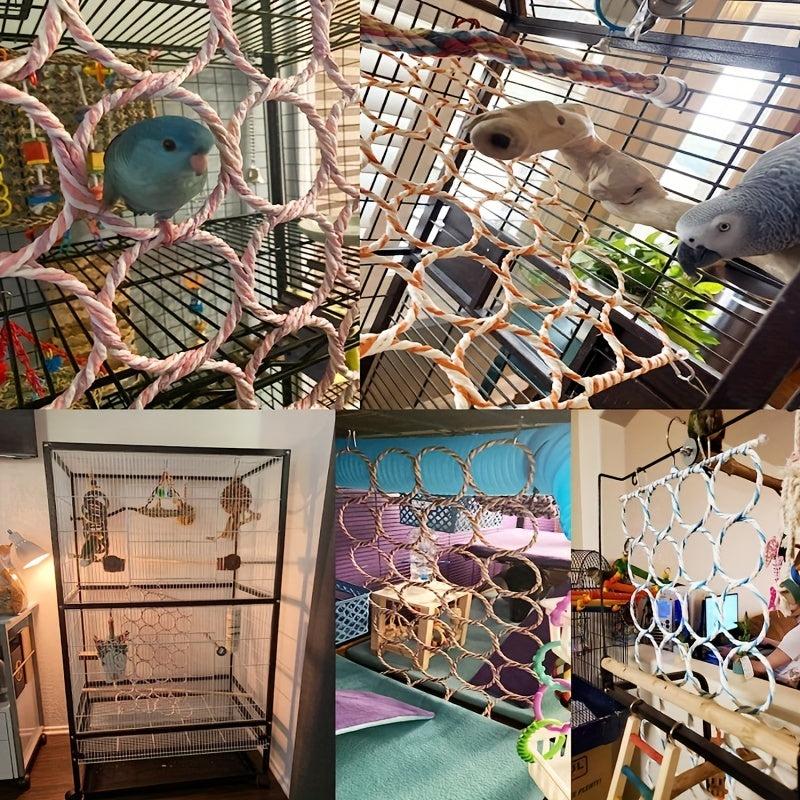 Bird Climbing Net Parrot Swing Toy Hooks Climbing Rope Net Parakeet Cockatiel Co