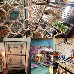 Bird Climbing Net Parrot Swing Toy Hooks Climbing Rope Net Parakeet Cockatiel Co