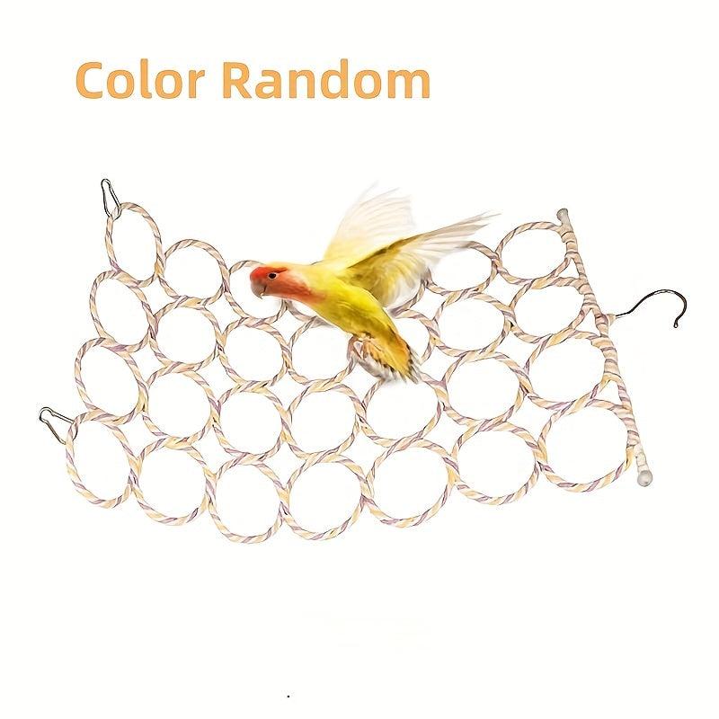 Bird Climbing Net Parrot Swing Toy Hooks Climbing Rope Net Parakeet Cockatiel Co