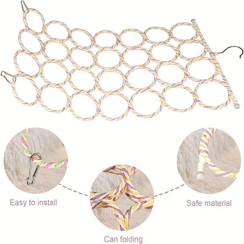 Bird Climbing Net Parrot Swing Toy Hooks Climbing Rope Net Parakeet Cockatiel Co