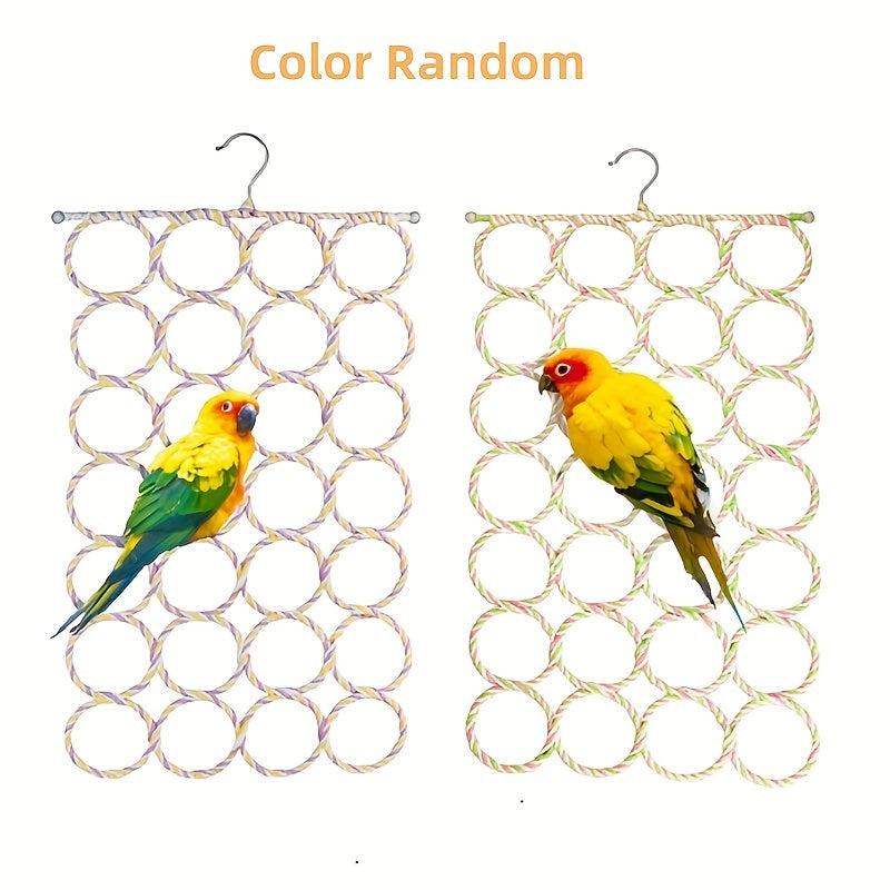 Bird Climbing Net Parrot Swing Toy Hooks Climbing Rope Net Parakeet Cockatiel Co