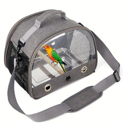 Portable Bird Carrier with Stand and Shoulder Strap for Parrots and Small Birds