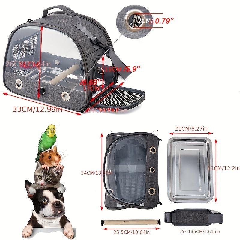 Portable Bird Carrier with Stand and Shoulder Strap for Parrots and Small Birds