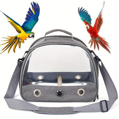 Portable Bird Carrier with Stand and Shoulder Strap for Parrots and Small Birds