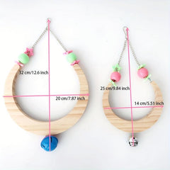 Parrot Supplies Moon Shaped Wooden Bell Puzzle Swing Stand Cloud Ladder