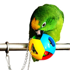 Colorful Chewing Treat Toy for Medium to Large Parrots Parrot Ball with Bell