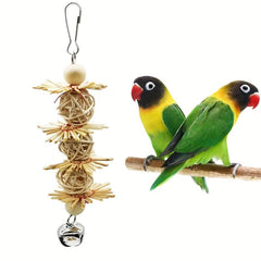 Colorful Rattan Balls Hanging Rope Swing Chew Toy For Bird Cage