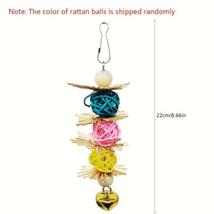 Colorful Rattan Balls Hanging Rope Swing Chew Toy For Bird Cage