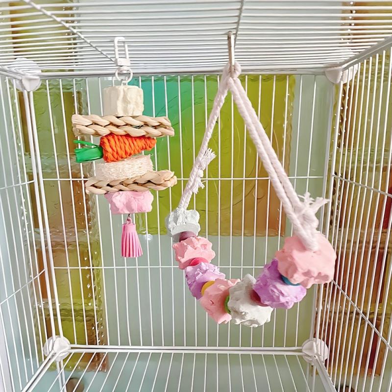 Parrot Corn Husk Grinding Stone Toy Cage Hanging Decoration Swing Molar