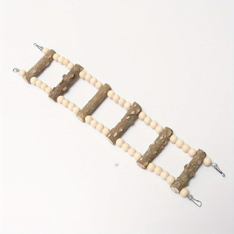 Solid Wood Beads Decor Parrot Bridge Ladder Bird Toy