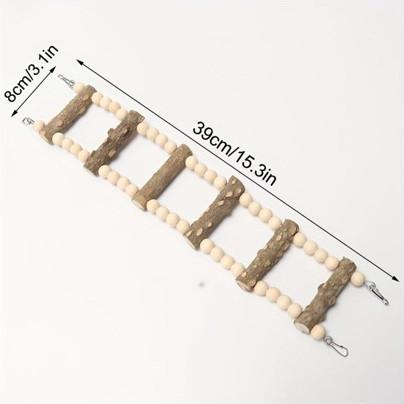 Solid Wood Beads Decor Parrot Bridge Ladder Bird Toy
