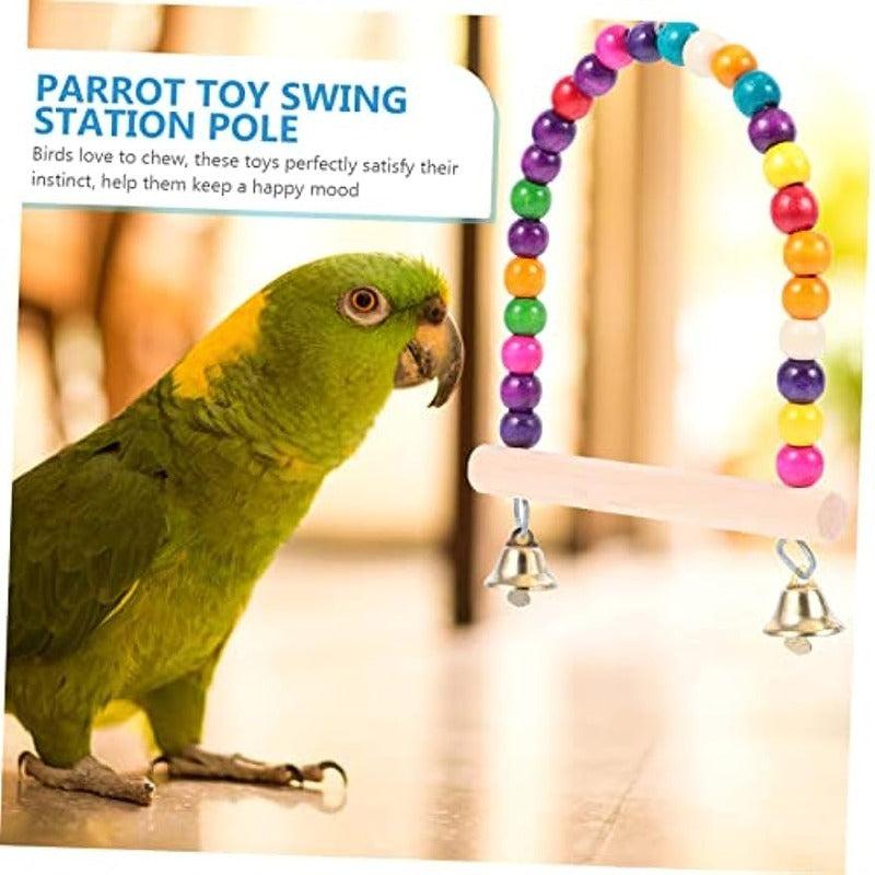 Colorful Beads Bird Parrot Toy Swing Stand