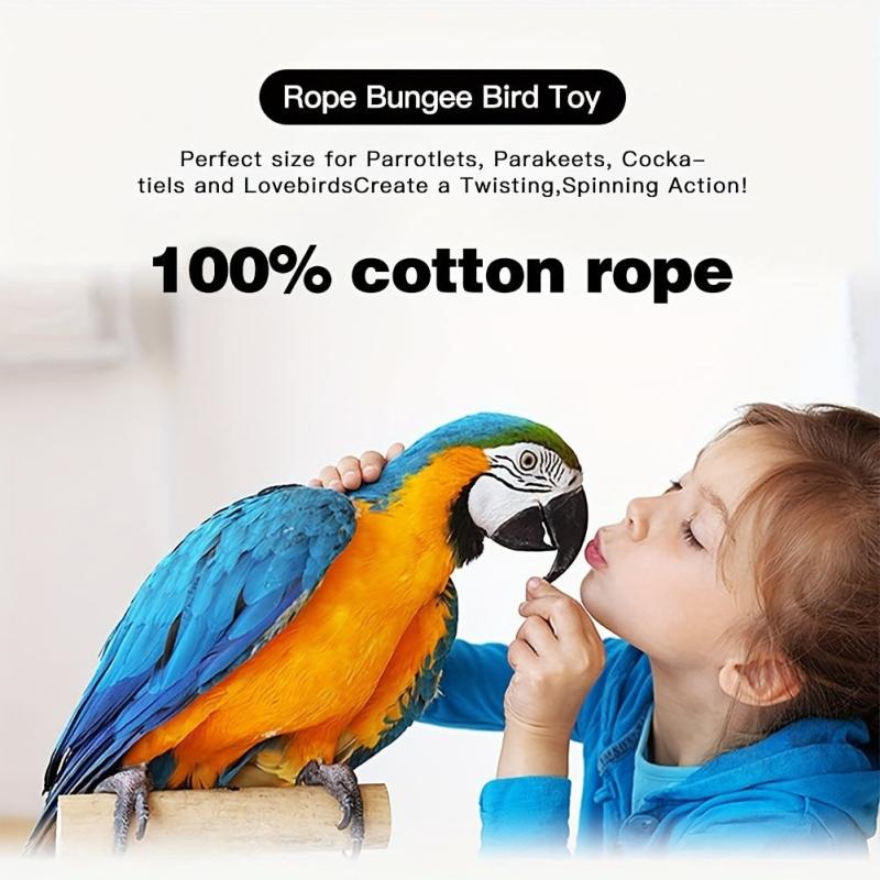 Large Bird Rope Perched Parakeet Toys Spiral Bird Toys For Cockatiels