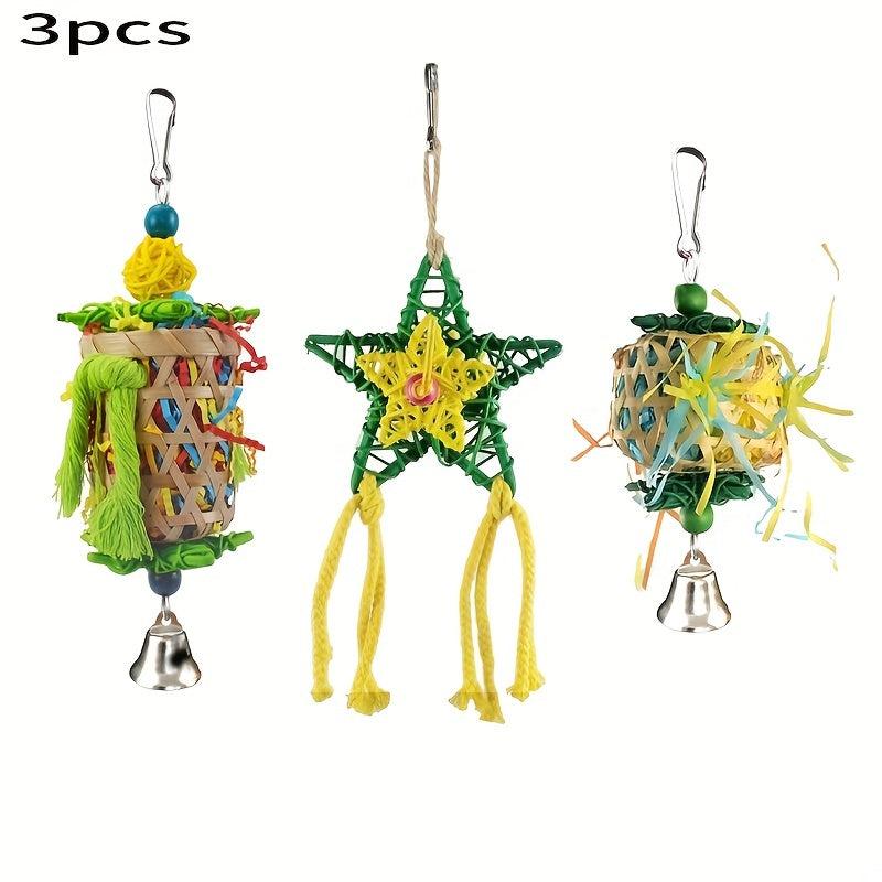 3pc Bird Parrot Shredder Toys Colorful Bird Chewing Toys