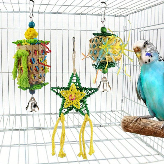 3pc Bird Parrot Shredder Toys Colorful Bird Chewing Toys