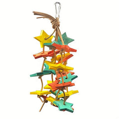 Wood Star Chewing Toy for Parrots - Beak Maintenance & Mental Stimulation