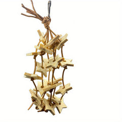 Wood Star Chewing Toy for Parrots - Beak Maintenance & Mental Stimulation
