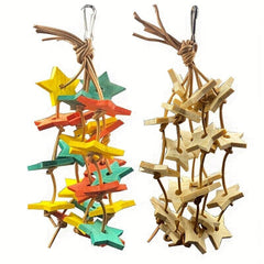 Wood Star Chewing Toy for Parrots - Beak Maintenance & Mental Stimulation