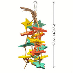 Wood Star Chewing Toy for Parrots - Beak Maintenance & Mental Stimulation
