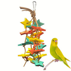 Wood Star Chewing Toy for Parrots - Beak Maintenance & Mental Stimulation