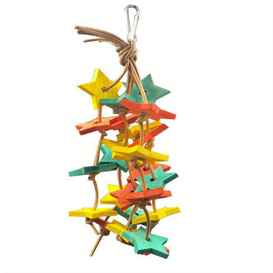 Wood Star Chewing Toy for Parrots - Beak Maintenance & Mental Stimulation