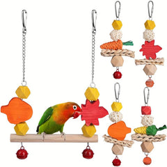 Parrot Chew Toys Bird Stand Swing Bite String Holiday Decoration Bell Hanging