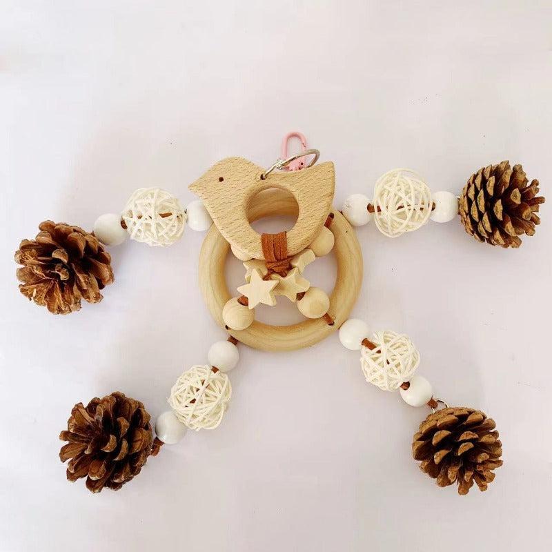 Bird Toys Parrot Wire Pulling Pine Cone Wind Chime Rattan Climbing Toys
