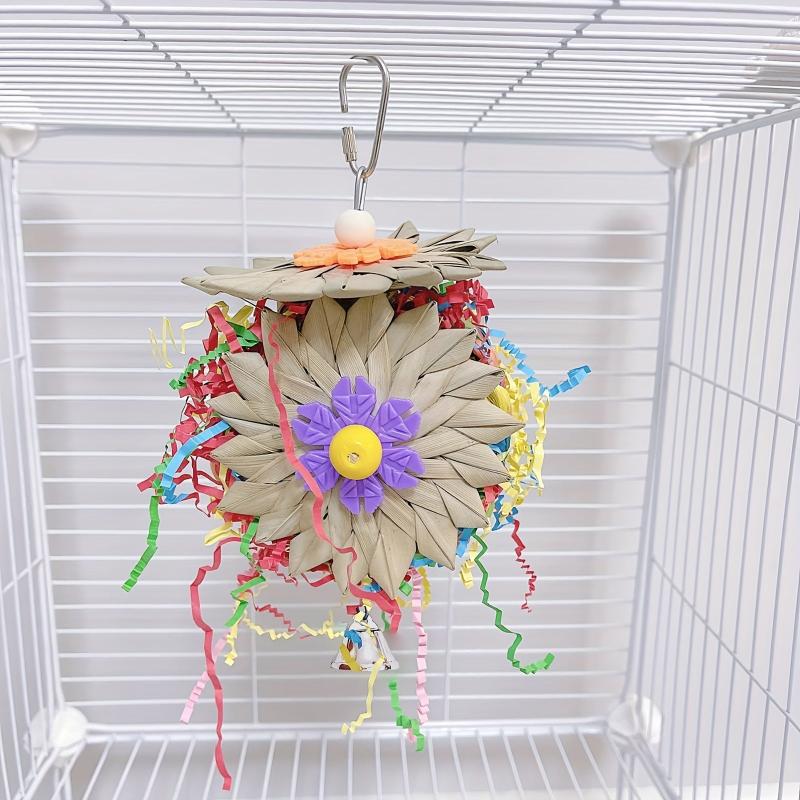 Parrot Toy for Foraging and Training - Hand Woven Palm Leaf Straw Toy