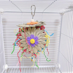 Parrot Toy for Foraging and Training - Hand Woven Palm Leaf Straw Toy