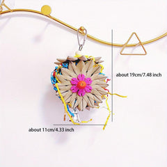 Parrot Toy for Foraging and Training - Hand Woven Palm Leaf Straw Toy