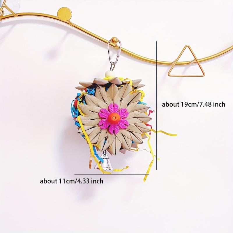 Parrot Toy for Foraging and Training - Hand Woven Palm Leaf Straw Toy